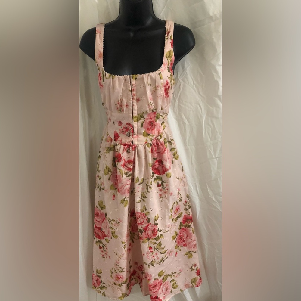 Jessica Simpson red roses eyelet lace fit & flare dress size medium brand new - Picture 1 of 17
